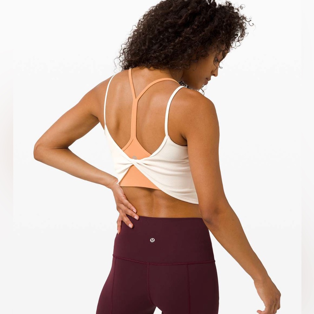 Lululemon Athletica Cream Ribbed Daily Lineup Tank